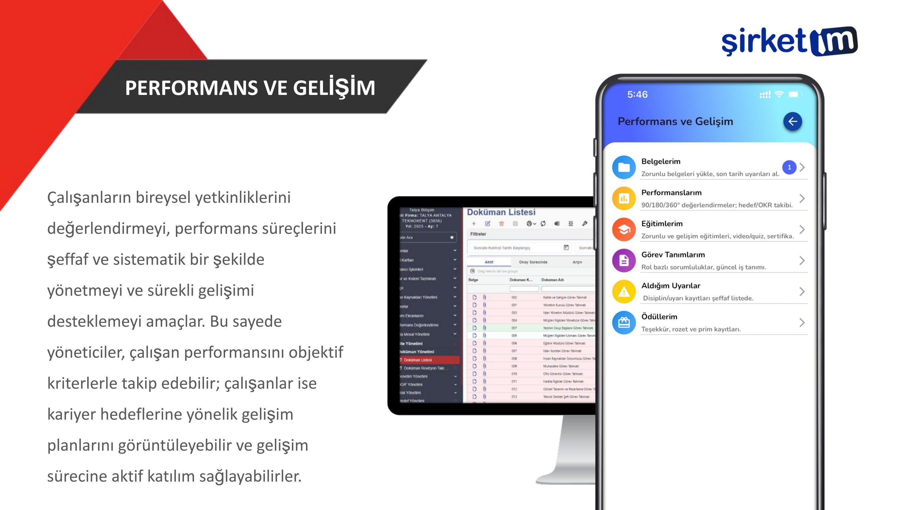 Şirketim sunum sayfa 17: Performans ve Gelişim